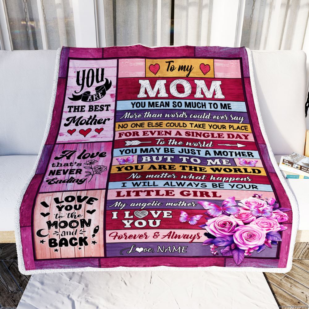Personalized To My Mom Blanket From Daughter Wood Butterfly Love My Angelic Mother Birthday Mothers Day Thanksgiving Christmas Customized Gift Fleece Blanket | teecentury