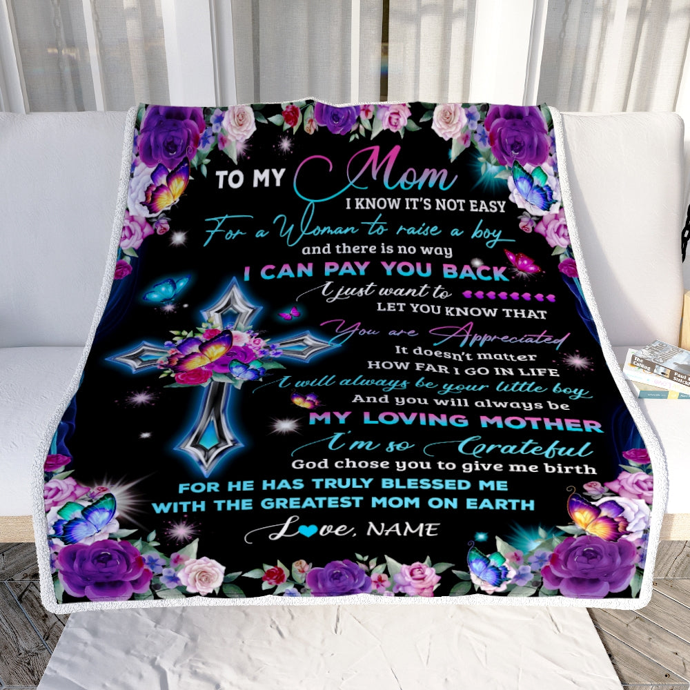 Personalized To My Mom Blanket From Son Letter Love You Cross Christian Mom Birthday Mothers Day Thanksgiving Christmas Customized Fleece Blanket | teecentury