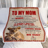 Personalized To My Mom Blanket From Son Lion I Know It's Not Easy For A Man To Raise A Child Mother's Day Birthday Christmas Customized Fleece Blanket | teecentury