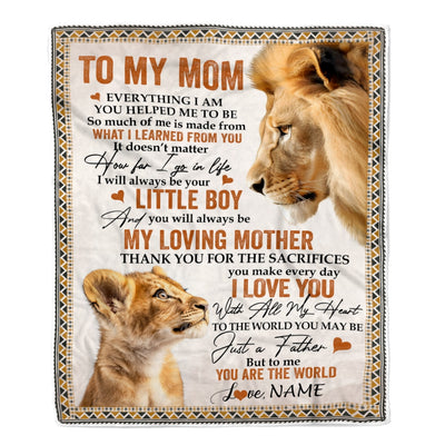 Personalized To My Mom Blanket From Son Lion My Loving Father I Love You Mom Mother's Day Birthday Thanksgiving Christmas Customized Fleece Blanket | teecentury