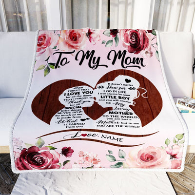 Personalized To My Mom Blanket From Son Never Forget I Love You Heart Flower Mom Mother Birthday Mothers Day Christmas Customized Bed Fleece Throw Blanket | teecentury