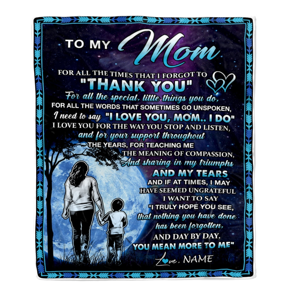 Personalized To My Mom Blanket From Son Thank You Day By Day Mom Birthday Mothers Day Thanksgiving Christmas Customized Bed Fleece Throw Blanket | teecentury