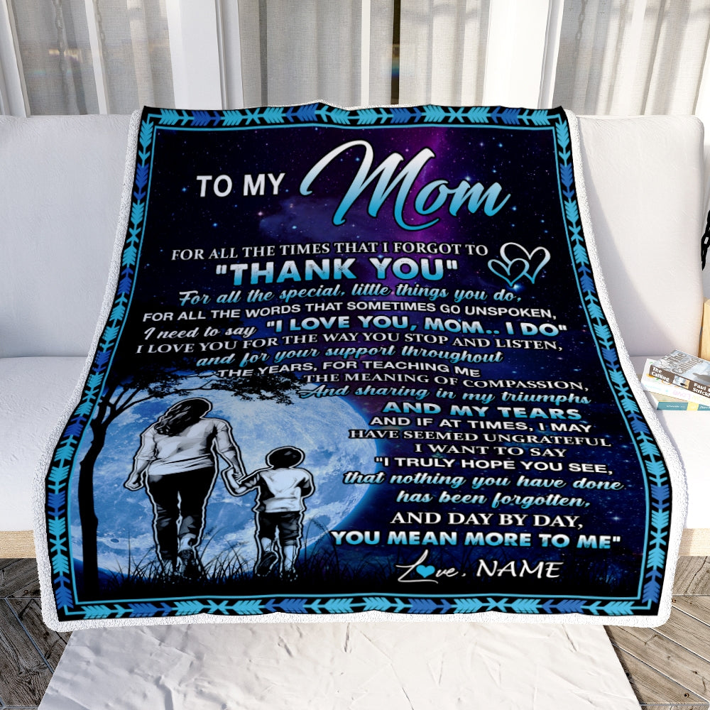 Personalized To My Mom Blanket From Son Thank You Day By Day Mom Birthday Mothers Day Thanksgiving Christmas Customized Bed Fleece Throw Blanket | teecentury