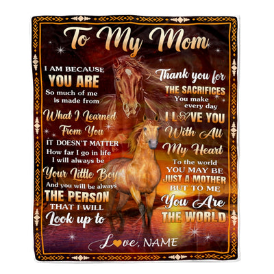 Personalized To My Mom Blanket From Son Thank You For The Sacrifices Horse Mom Birthday Mothers Day Thanksgiving Christmas Customized Fleece Throw Blanket | teecentury
