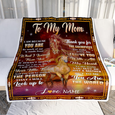 Personalized To My Mom Blanket From Son Thank You For The Sacrifices Horse Mom Birthday Mothers Day Thanksgiving Christmas Customized Fleece Throw Blanket | teecentury