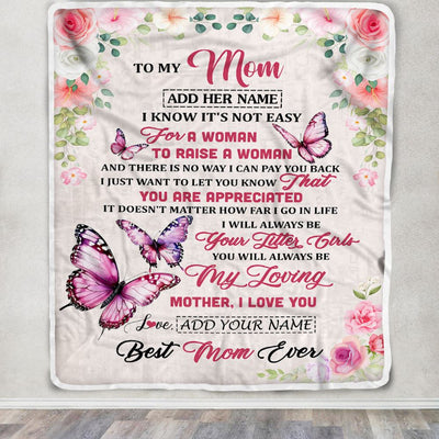 Personalized To My Mom Blanket Gifts From Daughter Butterfly My Loving Mother Mom Birthday Gifts Mothers Day Christmas Customized Travel Fleece Throw Blanket | teecentury