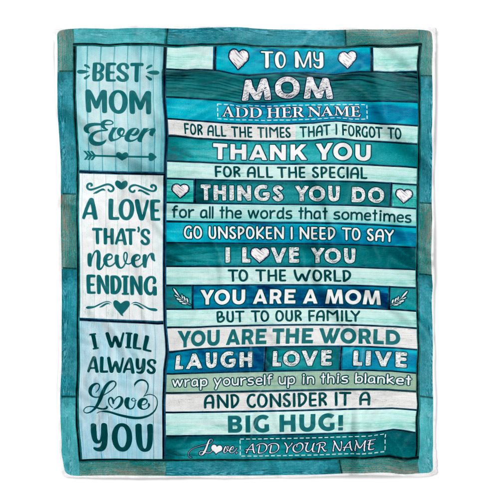 Personalized To My Mom Blanket Mothers Day Mom Gifts From Daughter Son For All The Time Thank You Mom Birthday Gifts Christmas Customized Fleece Blanket | teecentury
