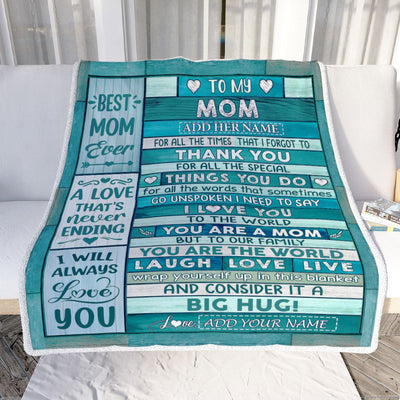 Personalized To My Mom Blanket Mothers Day Mom Gifts From Daughter Son For All The Time Thank You Mom Birthday Gifts Christmas Customized Fleece Blanket | teecentury