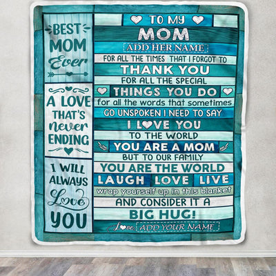 Personalized To My Mom Blanket Mothers Day Mom Gifts From Daughter Son For All The Time Thank You Mom Birthday Gifts Christmas Customized Fleece Blanket | teecentury