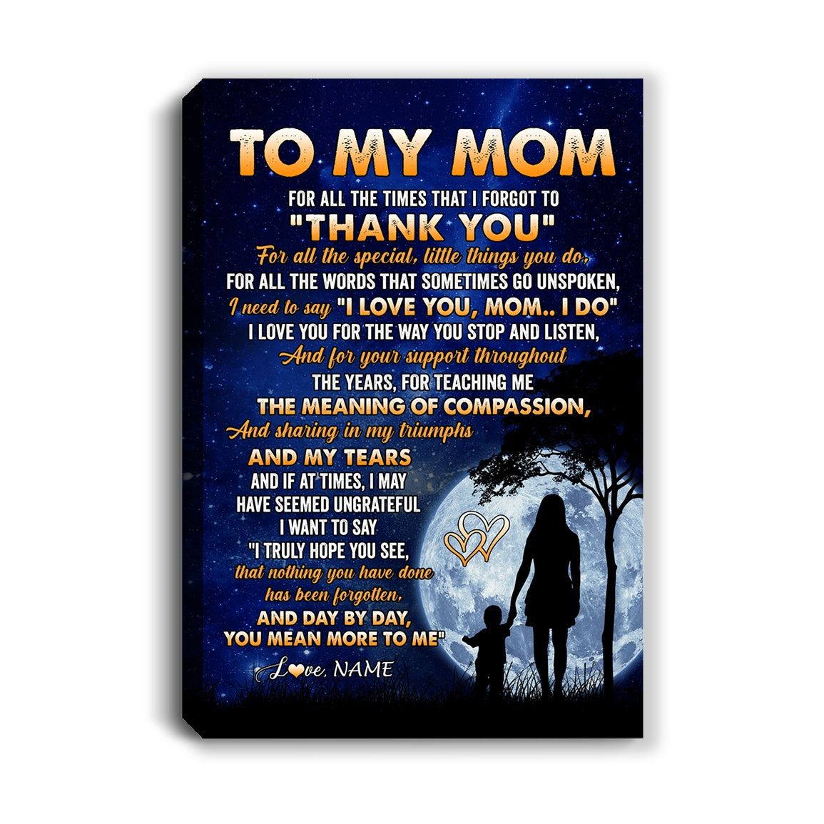 Personalized To My Mom Canvas From Daughter Son Thank You Grateful Love Mom Birthday Gifts Mothers Day Thanksgiving Christmas Custom Wall Art Print Framed Canvas | teecentury