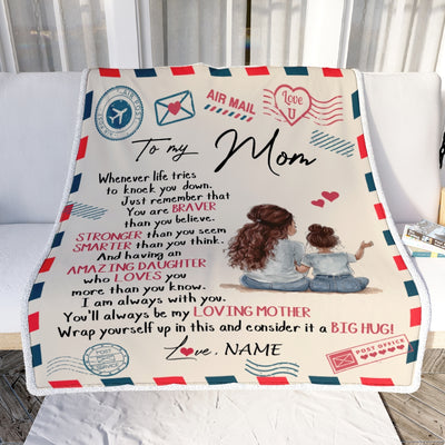 Personalized To My Mom From Daughter Air Mail Whenever Life Tries To Knock You Down Black Woman African Mom Birthday Mothers Day Christmas Fleece Blanket Blanket | Teecentury.com