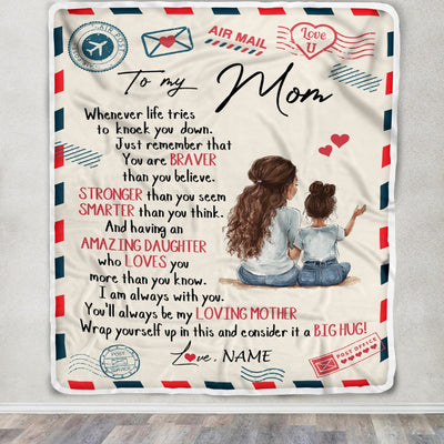 Personalized To My Mom From Daughter Air Mail Whenever Life Tries To Knock You Down Black Woman African Mom Birthday Mothers Day Christmas Fleece Blanket Blanket | Teecentury.com
