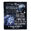 Personalized To My Mom From Daughter Blanket Wolf I Am Because You Are Mom Birthday Mothers Day Christmas Customized Fleece Blanket | teecentury