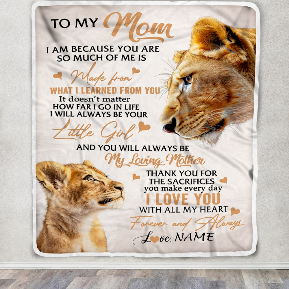 Personalized To My Mom From Daughter Lion I Love You With All My Heart Mom Birthday Mothers Day Christmas Customized Fleece Throw Blanket Blanket | Teecentury.com