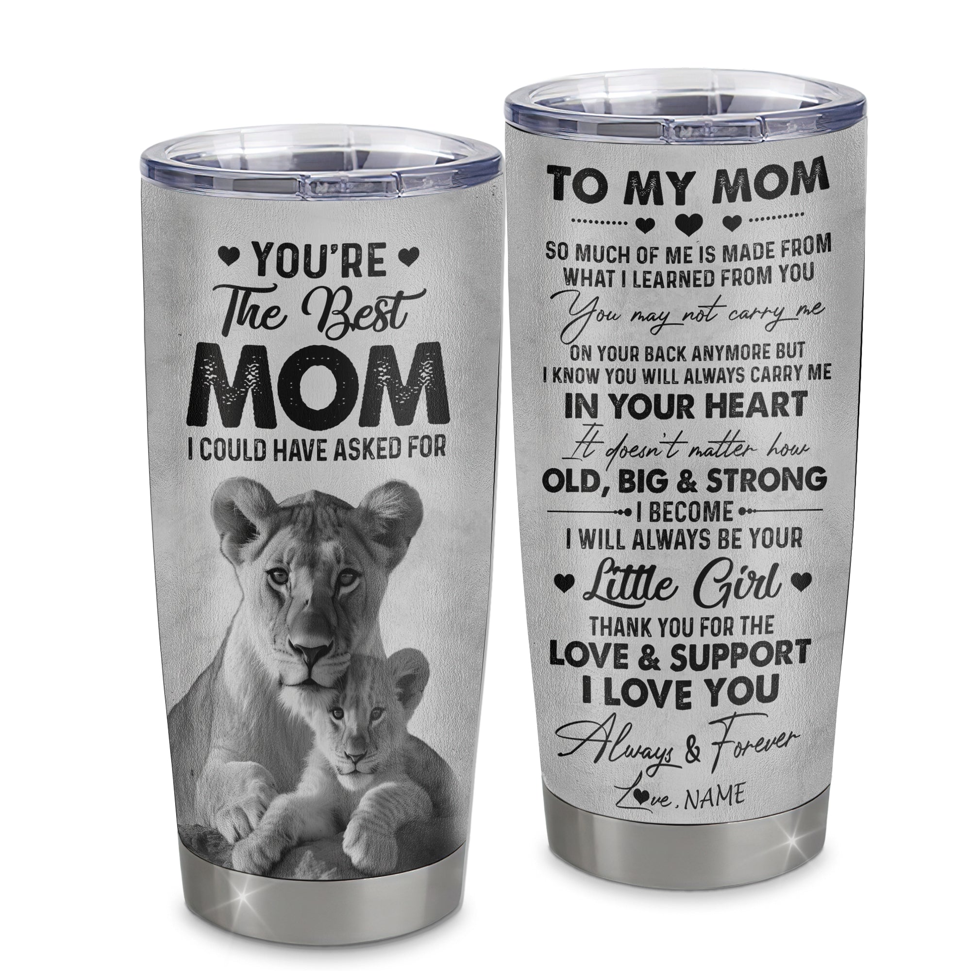 Personalized To My Mom From Daughter Litte Girl Stainless Steel Tumbler Cup Love You Always And Forever Lion Mom Mothers Day Birthday Christmas Travel Mug | teecentury
