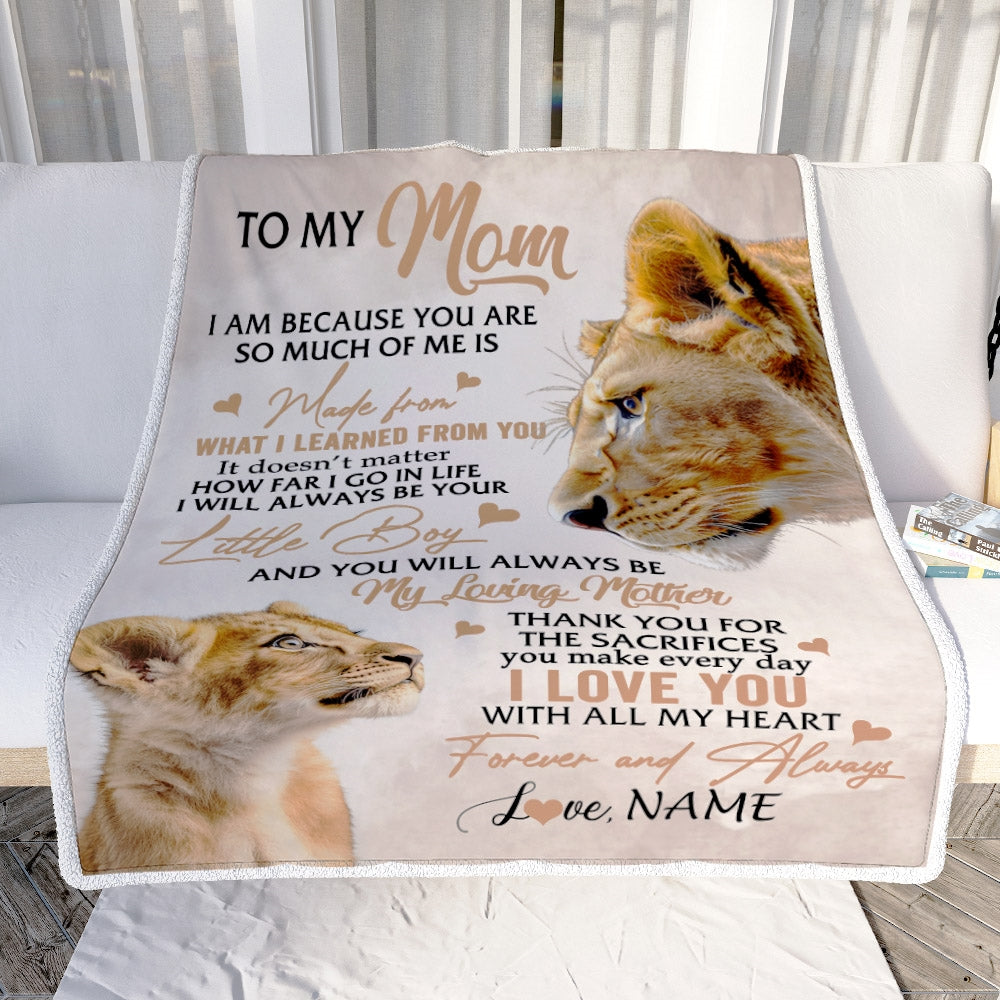 Personalized To My Mom From Son Lion I Love You With All My Heart Mom Birthday Mothers Day Christmas Customized Fleece Throw Blanket Blanket | Teecentury.com