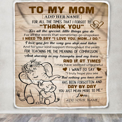 Personalized To My Mom Gift Blanket From Daughter Son Children Elephant Thank You Best Mom Birthday Gifts Mommy Mama Mothers Day Christmas Fleece Blanket | teecentury
