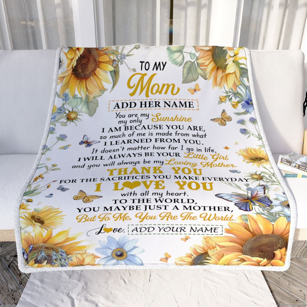 Personalized To My Mom Gifts Blanket From Daughter Children On Mothers Day Sunflower Thank You Best Mom Birthday Gifts Mama Christmas Fleece Throw Blanket | teecentury