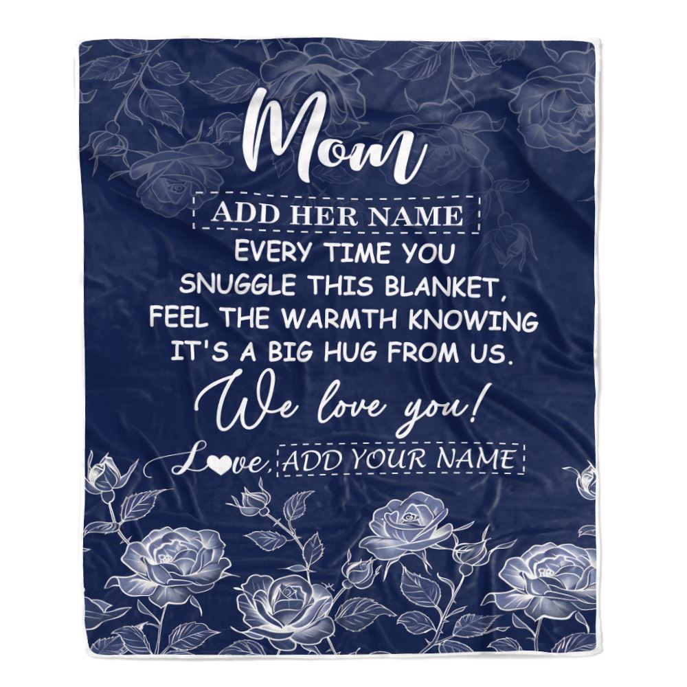 Personalized To My Mom Gifts Blanket From Daughter Son Blue Flower Love You Birthday Gifts For Mom Mothers Day Christmas Customized Mom Fleece Throw Blanket | teecentury