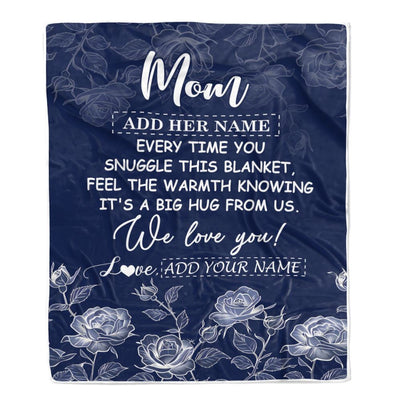 Personalized To My Mom Gifts Blanket From Daughter Son Blue Flower Love You Birthday Gifts For Mom Mothers Day Christmas Customized Mom Fleece Throw Blanket | teecentury