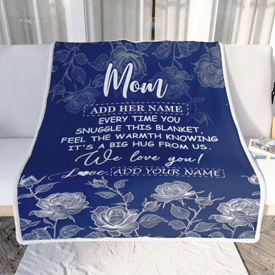 Personalized To My Mom Gifts Blanket From Daughter Son Blue Flower Love You Birthday Gifts For Mom Mothers Day Christmas Customized Mom Fleece Throw Blanket | teecentury