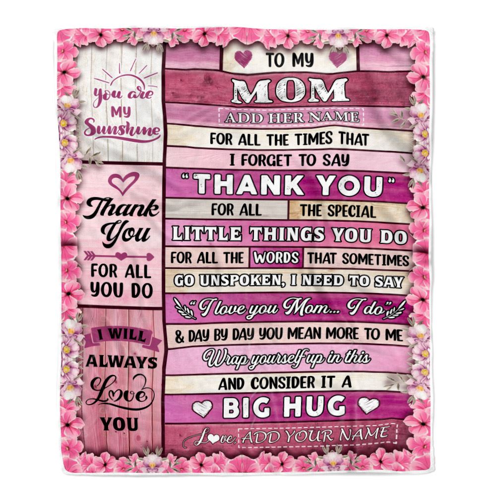 Personalized To My Mom Gifts Blanket From Daughter Son Children Wood Thank You Best Mom Birthday Gifts Mommy Mama Mothers Day Christmas Fleece Blanket | teecentury