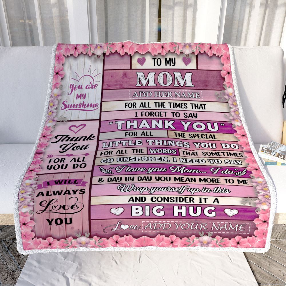 Personalized To My Mom Gifts Blanket From Daughter Son Children Wood Thank You Best Mom Birthday Gifts Mommy Mama Mothers Day Christmas Fleece Blanket | teecentury