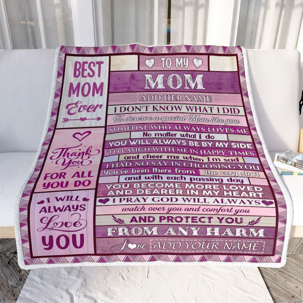 Personalized To My Mom Gifts Blanket From Daughter Son Wood Thank You For All Gifts For Mom Mothers Day Birthday Christmas Customized Fleece Throw Blanket | teecentury