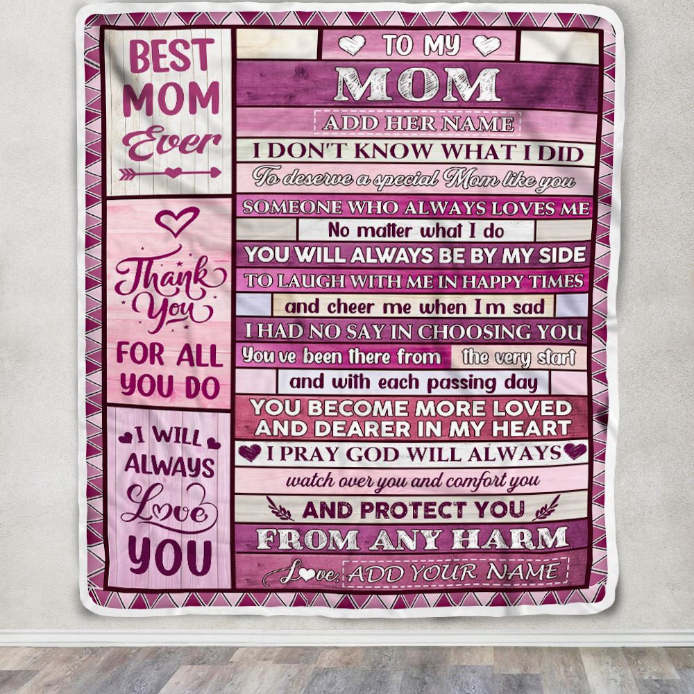 Personalized To My Mom Gifts Blanket From Daughter Son Wood Thank You For All Gifts For Mom Mothers Day Birthday Christmas Customized Fleece Throw Blanket | teecentury