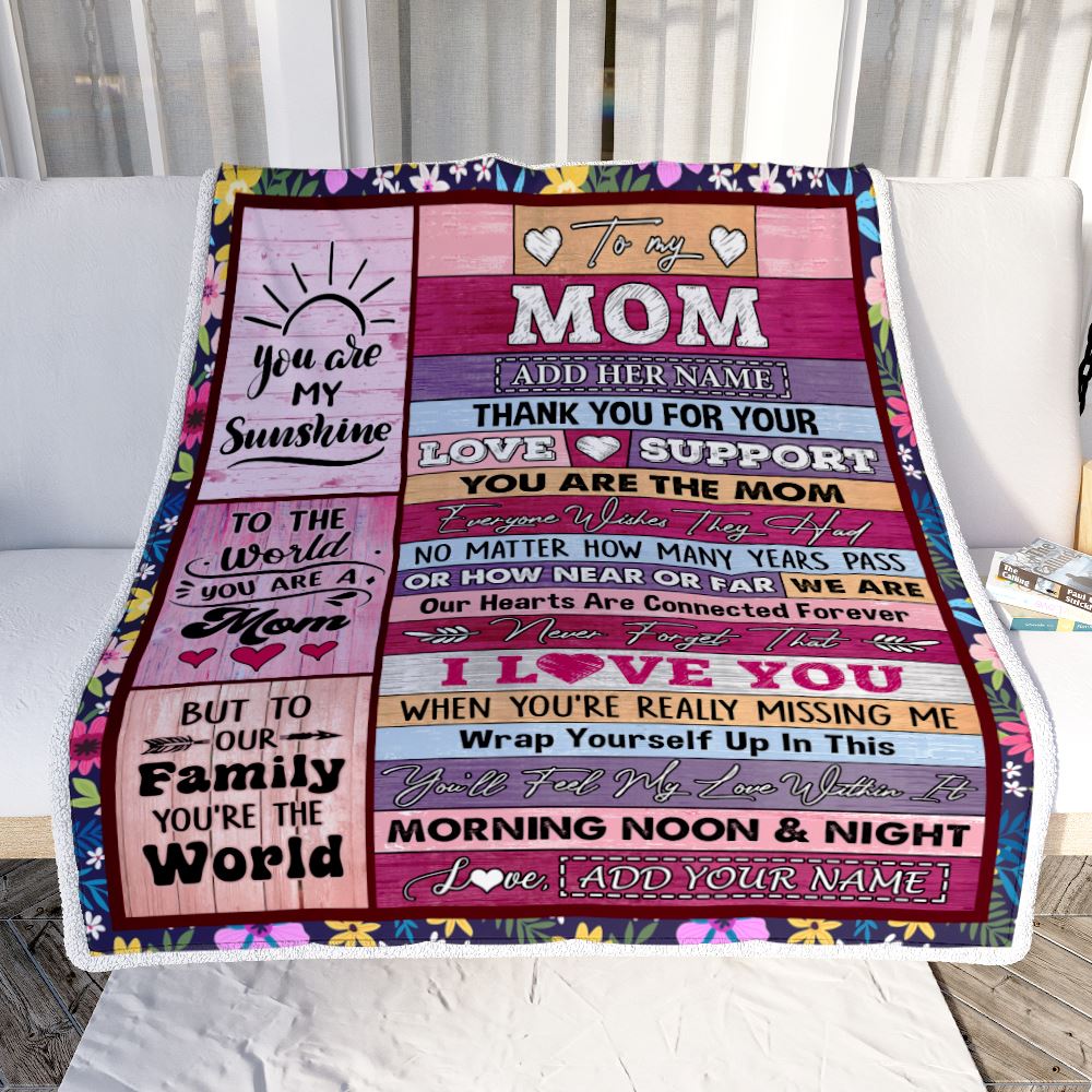 Personalized To My Mom Gifts Blanket From Daughter Son Wood You Are The Mom Birthday Gifts Mothers Day Christmas Customized Fleece Throw Blanket | teecentury