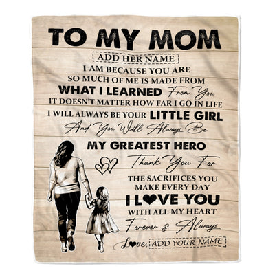 Personalized To My Mom Gifts Blanket From Daughter Thank You My Hero Mom Birthday Gift Mothers Day Thanksgiving Christmas Customized Bed Fleece Throw Blanket | teecentury