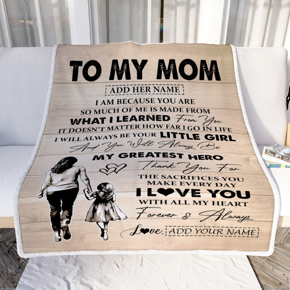 Personalized To My Mom Gifts Blanket From Daughter Thank You My Hero Mom Birthday Gift Mothers Day Thanksgiving Christmas Customized Bed Fleece Throw Blanket | teecentury