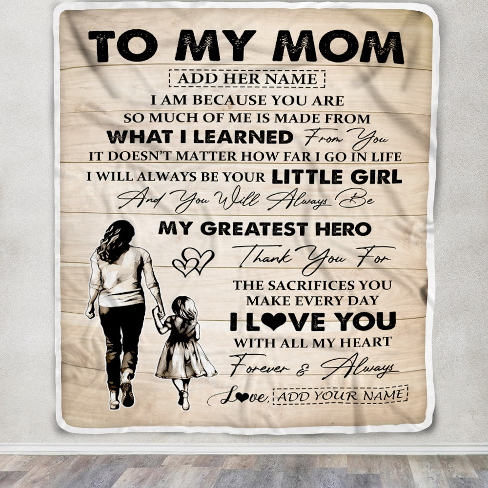 Personalized To My Mom Gifts Blanket From Daughter Thank You My Hero Mom Birthday Gift Mothers Day Thanksgiving Christmas Customized Bed Fleece Throw Blanket | teecentury