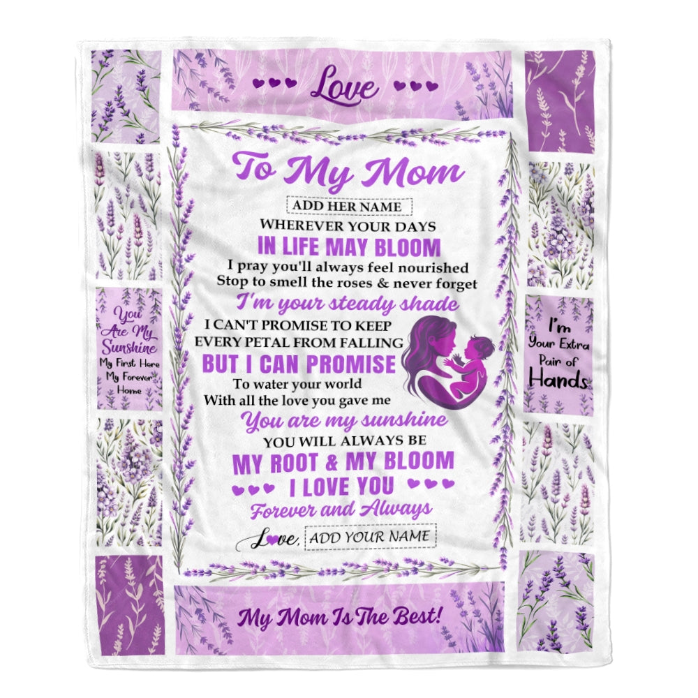 Personalized To My Mom Gifts From Daughter Son Blanket I Love You Lavender Floral Birthday Gift Idea For Mom Mother'S Day Christmas Custom Fleece Throw Blanket Shirt & Hoodie | teecentury