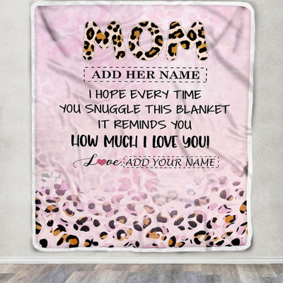 Personalized To My Mom Gifts From Daughter Son Blanket Pink Leopard Happy Birthday Gifts For Mom Mothers Day Christmas Customized Customized Fleece Blanket | teecentury
