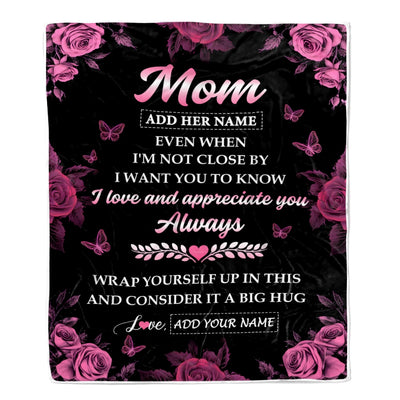 Personalized To My Mom Gifts From Daughter Son Blanket Rose Floral It A Big Hug Birthday Gift Idea For Mom Mother Gifts Christmas Customized Fleece Blanket | teecentury