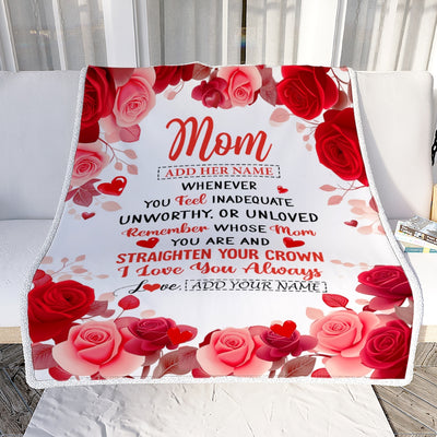 Personalized To My Mom Gifts From Daughter Son Blanket Rose Flower Anniversary Birthday Gifts Mom Mothers Day Thanksgiving Christmas Custom Fleece Blanket | teecentury