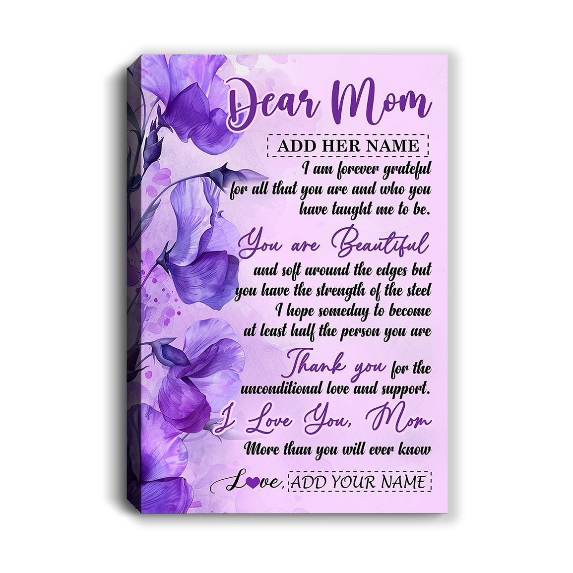 Personalized To My Mom Gifts From Daughter Son Canvas Flower You Are Beautiful Gifts For Mom Mothers Day Birthday Christmas Custom Custom Art Print Framed Canvas | teecentury