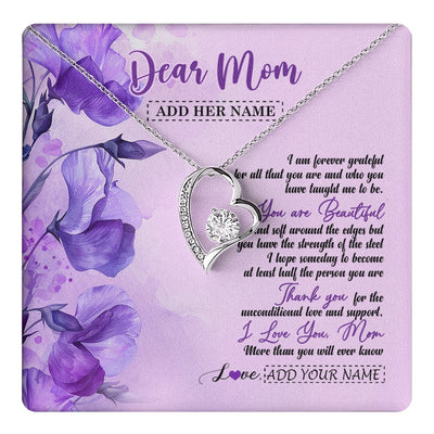 Forever Love Necklace 14K White Gold Finish | 1 | Personalized To My Mom Gifts From Daughter Son Necklace Flower You Are Beautiful Gifts For Mom Mothers Day Birthday Christmas Custom Gift Box Message Card | teecentury.myshopify