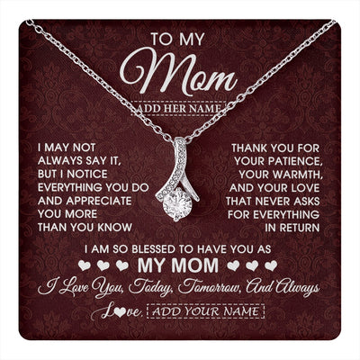 Alluring Beauty Necklace 14K White Gold Finish | 1 | Personalized To My Mom Gifts From Daughter Son Necklace Meaningful Jewelry Pendant Gifts For Mom Mothers Day Birthday Christmas Custom Gift Box Message Card | https://teecentury.