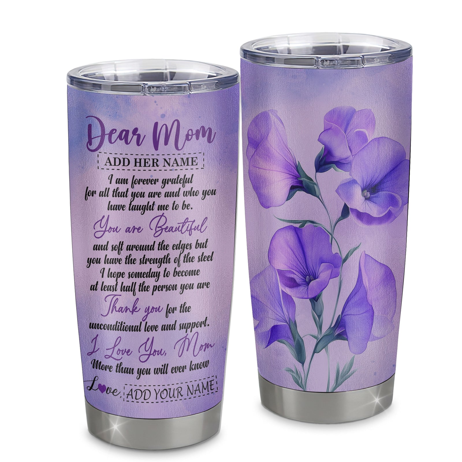 Personalized To My Mom Gifts From Daughter Son Tumbler Flower You Are Beautiful Gifts For Mom Mothers Day Birthday Christmas Custom Stainless Steel Cup Travel Mug | teecentury