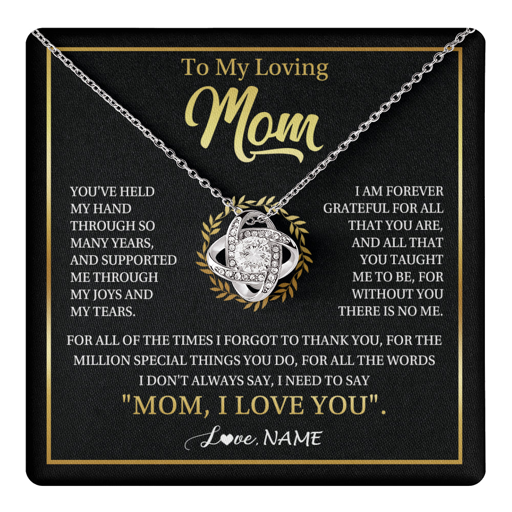 Love Knot Necklace 14K White Gold Finish | 1 | Personalized To My Mom Gifts Necklace From Daughter Son Grateful Thank You Mom Birthday Gifts Mothers Day Jewelry Christmas Customized Gift Box Message Card | teecentury