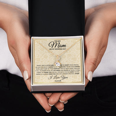 Alluring Beauty Necklace 18K Yellow Gold Finish | 2 | Personalized To My Mom Necklace From Daughter Mother Of The Bride I Will Always Need You Mom On Wedding Day Customized Gift Box Message Card | teecentury