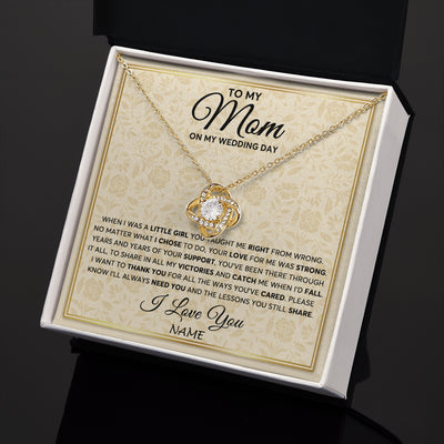 Love Knot Necklace 18K Yellow Gold Finish | 2 | Personalized To My Mom Necklace From Daughter Mother Of The Bride I Will Always Need You Mom On Wedding Day Customized Gift Box Message Card | teecentury