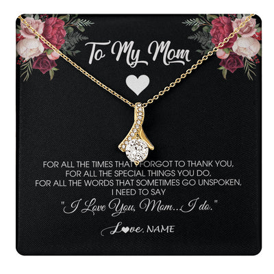 Alluring Beauty Necklace 18K Yellow Gold Finish | 1 | Personalized To My Mom Necklace From Daughter Son I Need To Say I Love You Mom Jewelry Birthday Mothers Day Christmas Customized Message Card | teecentury