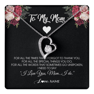 Forever Love Necklace 14K White Gold Finish | 1 | Personalized To My Mom Necklace From Daughter Son I Need To Say I Love You Mom Jewelry Birthday Mothers Day Christmas Customized Message Card | teecentury