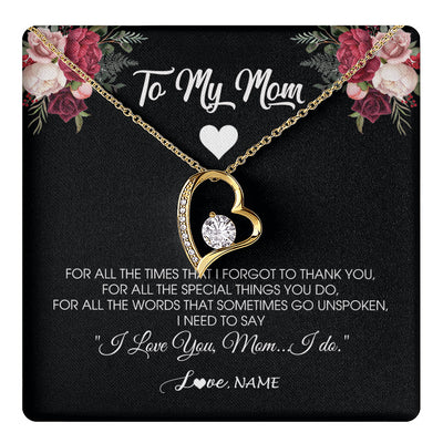 Forever Love Necklace 18K Yellow Gold Finish | 1 | Personalized To My Mom Necklace From Daughter Son I Need To Say I Love You Mom Jewelry Birthday Mothers Day Christmas Customized Message Card | teecentury