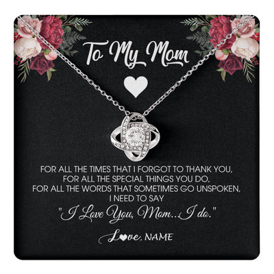 Love Knot Necklace 14K White Gold Finish | 1 | Personalized To My Mom Necklace From Daughter Son I Need To Say I Love You Mom Jewelry Birthday Mothers Day Christmas Customized Message Card | teecentury