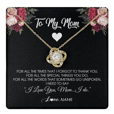 Love Knot Necklace 18K Yellow Gold Finish | 1 | Personalized To My Mom Necklace From Daughter Son I Need To Say I Love You Mom Jewelry Birthday Mothers Day Christmas Customized Message Card | teecentury