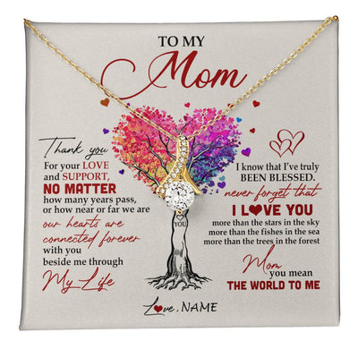Alluring Beauty Necklace 18K Yellow Gold Finish | 1 | Personalized To My Mom Necklace From Daughter Son Never Forget That I Love You You Mean The World Mom Birthday Mothers Day Christmas Customized Gift Box Message Card | teecentury
